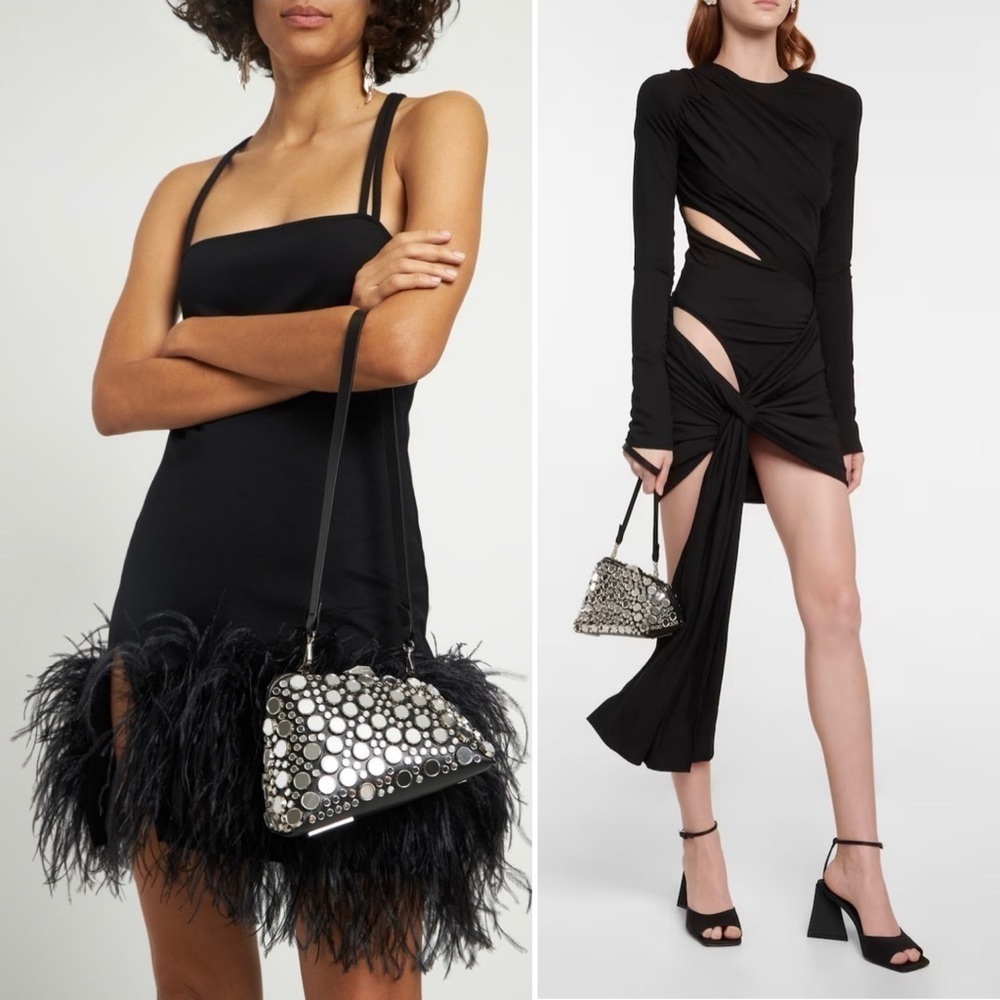The Attico | Midnight Workmanship Mirror Clutch in Black/Silver